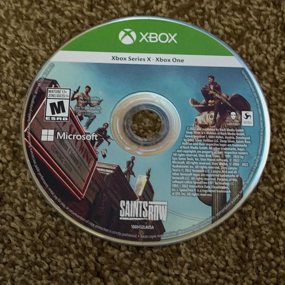 Microsoft Xbox One/Series X Saints Row Day One Edition Video Game Rated M Used X